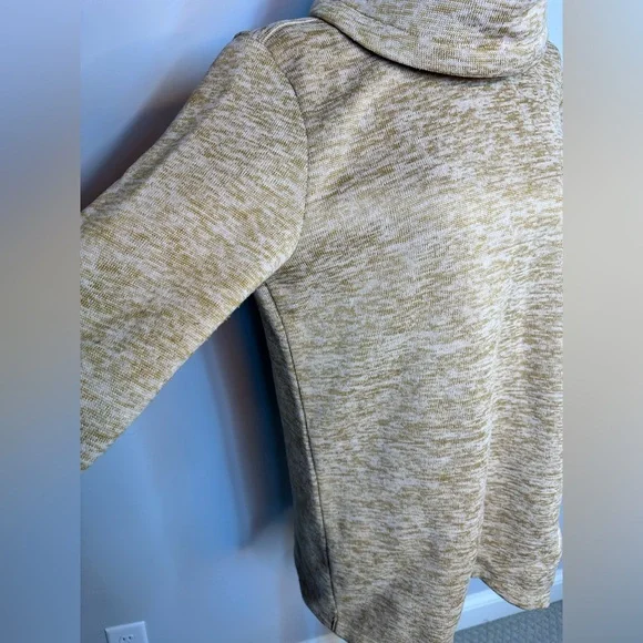 Sz M Lands' End camel tan heathered Sweater Fleece Tunic Cowl Neck Pullover - Picture 5 of 7